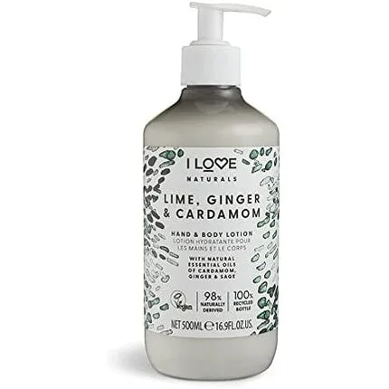 Loțiune pentru Corp și Mâini I Love Naturals, Lime Ginger & Cardamon, 500ml, Alb-Verde — preț și oferte