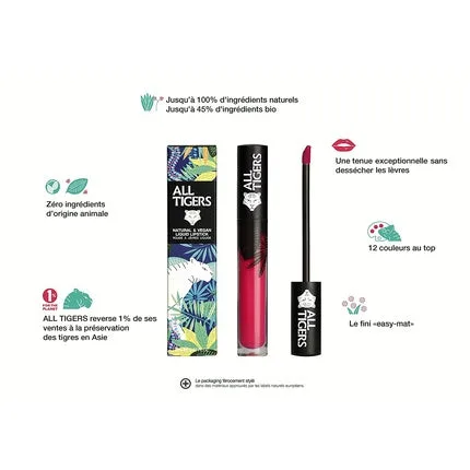 All Tigers Own The Stage 786 Fuchsia - Ruj lichid mat, vegan, natural cu ingrediente bio — preț și oferte