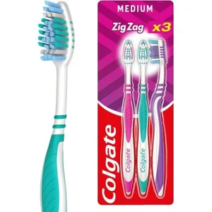 Periuță dinți, Colgate Zig Zag, model Medium, 3 bucăți