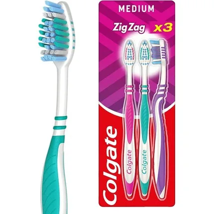 Periuță dinți, Colgate Zig Zag, model Medium, 3 bucăți — preț și oferte