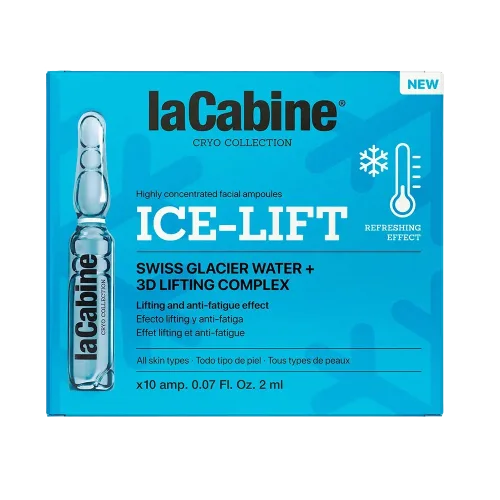 Ampoane faciale laCabine Ice-Lift, Cryo Collection, efect lifting și anti-oboseală, 10 buc x 2 ml — preț și oferte