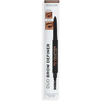 Creion sprâncene, Makeup Revolution, Duo Brow Definer, maro mediu — preț și oferte