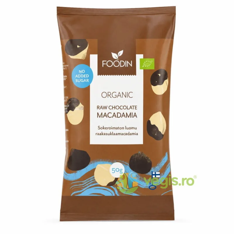 Macadamia in Ciocolata Raw, fara Zahar Adaugat Ecologica/Bio 50g — preț și oferte