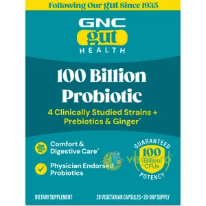 Gut Health Probiotic Extra Strength Multi Strain 100 Billion CFUs, Probiotic Lab4 Studiat Clinic, 100 Miliarde Culturi Vii, 20cps
