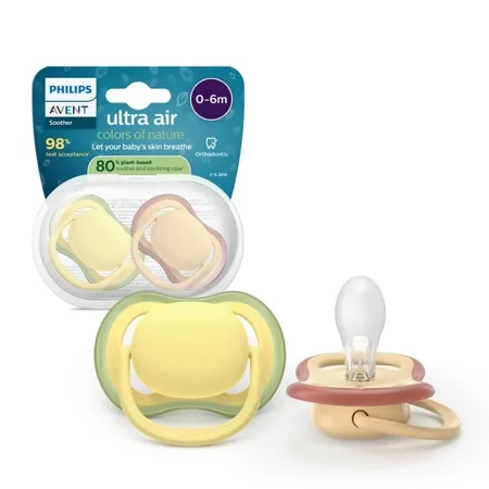 Suzete Ultra Air, Galben/Portocaliu, 0-6 luni, SCF087/07, 2 bucăți, Philips Avent — preț și oferte