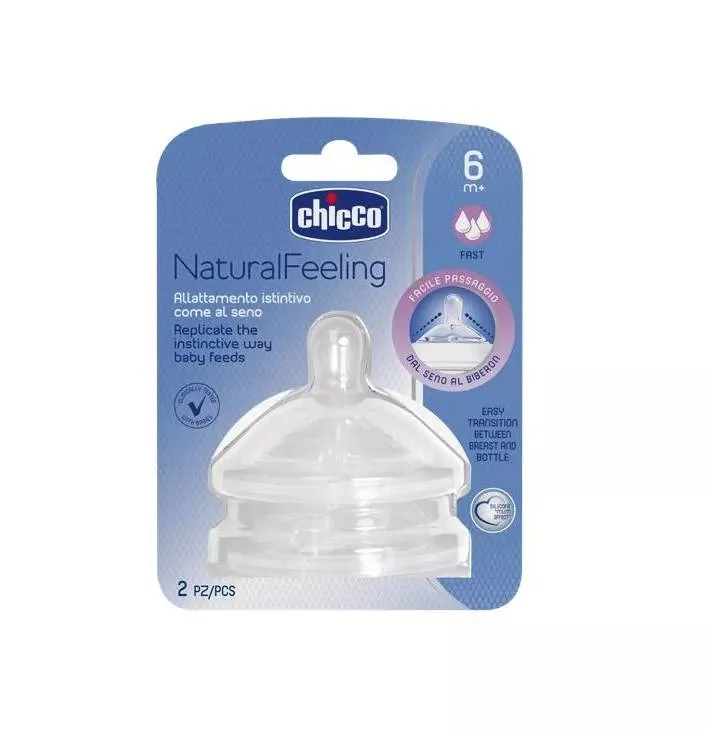 Set tetine din silicon cu flux rapid Natural Feeling 6 luni+, 1 bucata, Chicco — preț și oferte