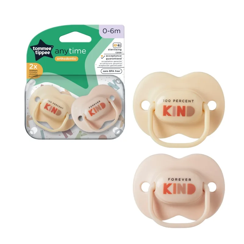 Suzeta ortodontica pentru 0-6 luni Anytime Bej, 2 bucati, Tommee Tippee — preț și oferte