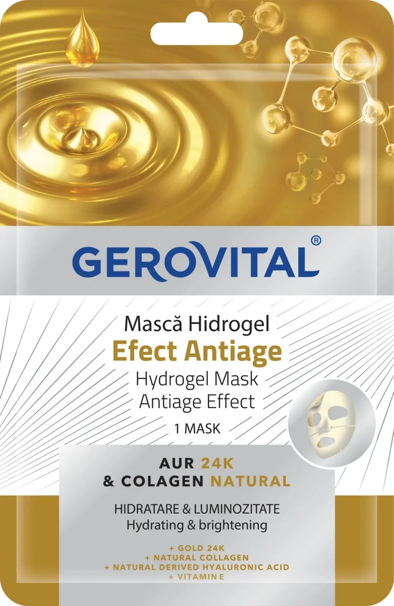 Masca pentru fata Hidrogel Efect Antiage, 1 bucata, Gerovital — preț și oferte