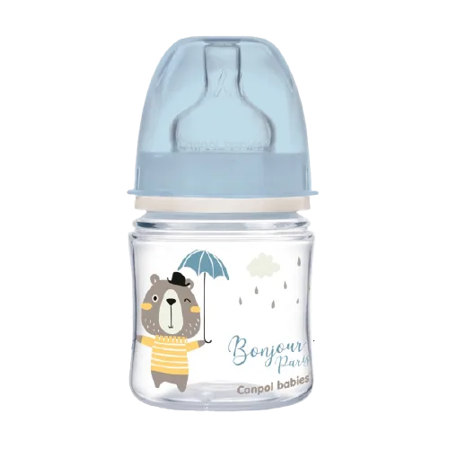 Biberon albastru anticolici cu gat larg PP EasyStart Bonjour Paris, 120ml, Canpol babies — preț și oferte