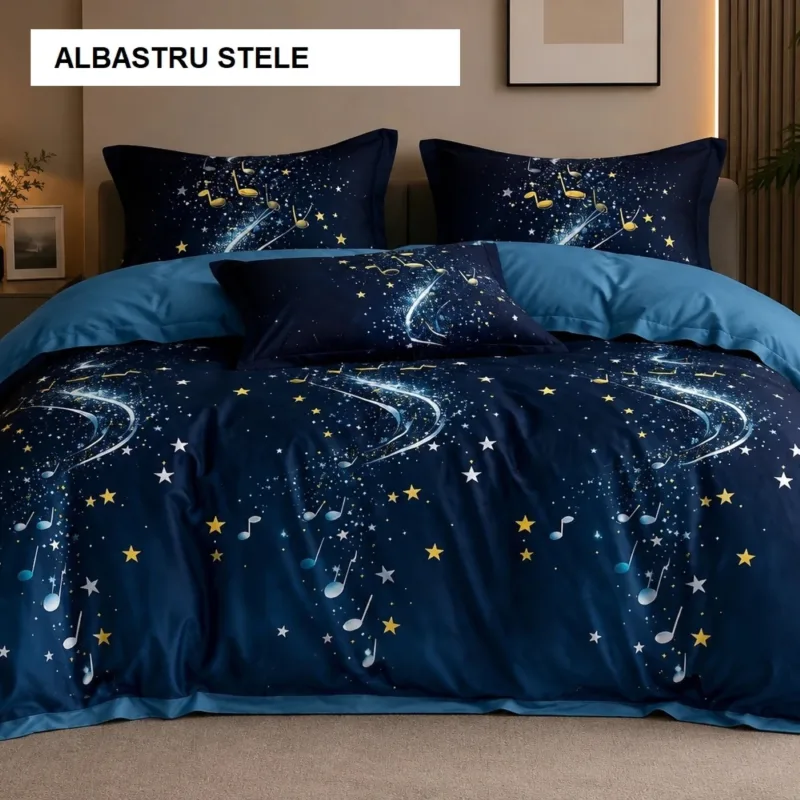Lenjerie pat FINET (6 piese) albastru stele 230x250 cm, Ralex | 1 buc RALEX INFINITY — preț și oferte
