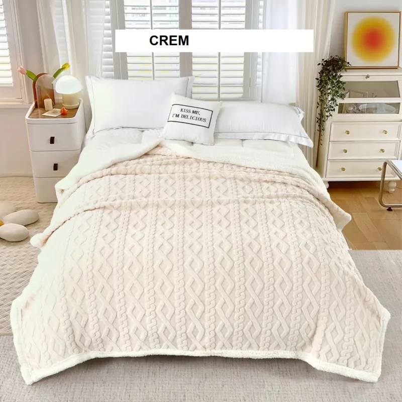 Patura FLEECE tricotata micropolar Crem, Ralex | 200 x 230 cm RALEX INFINITY — preț și oferte
