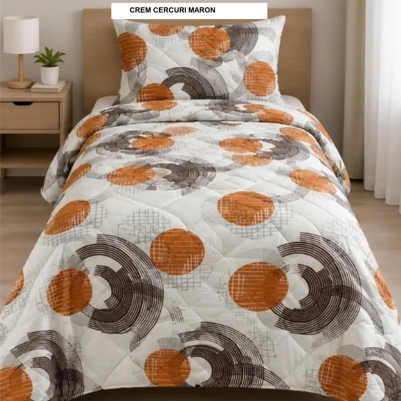 Pilota pat 3D 1 persoana crem cercuri maron 140x200 cm, Ralex | 1 buc RALEX INFINITY — preț și oferte
