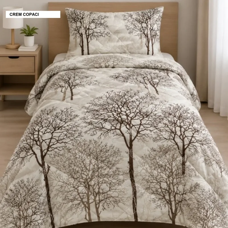 Pilota pat 3D 1 persoana crem copaci 140x200 cm, Ralex | 1 buc — preț și oferte