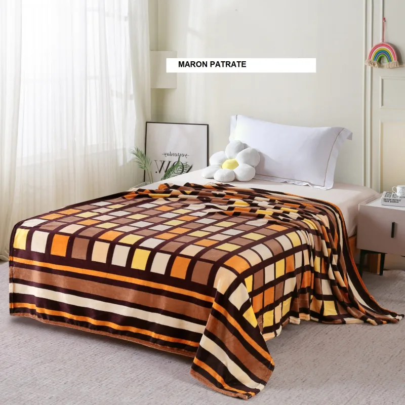 Patura pufoasa maron patrate 200x220 cm, Ralex | 1 buc RALEX INFINITY — preț și oferte