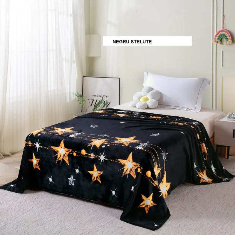 Patura pufoasa negru stelute 200x220 cm, Ralex | 1 buc RALEX INFINITY — preț și oferte