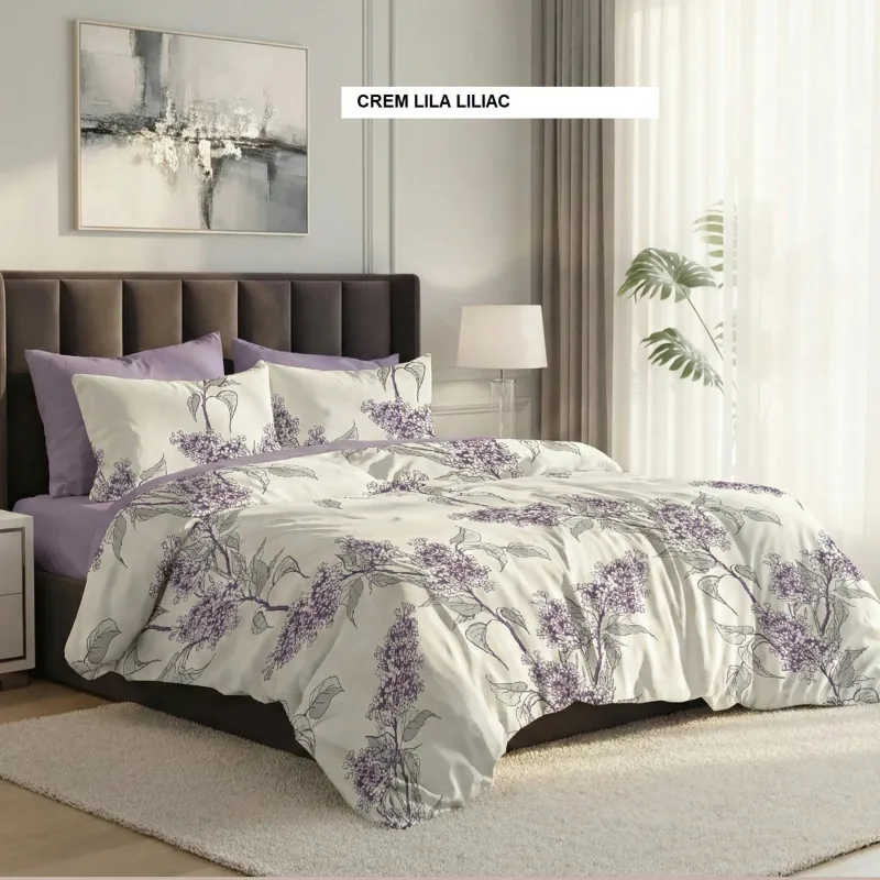 Lenjerie de pat policoton ELVO crem lila liliac 230x250 cm, Ralex | 1 buc RALEX INFINITY — preț și oferte