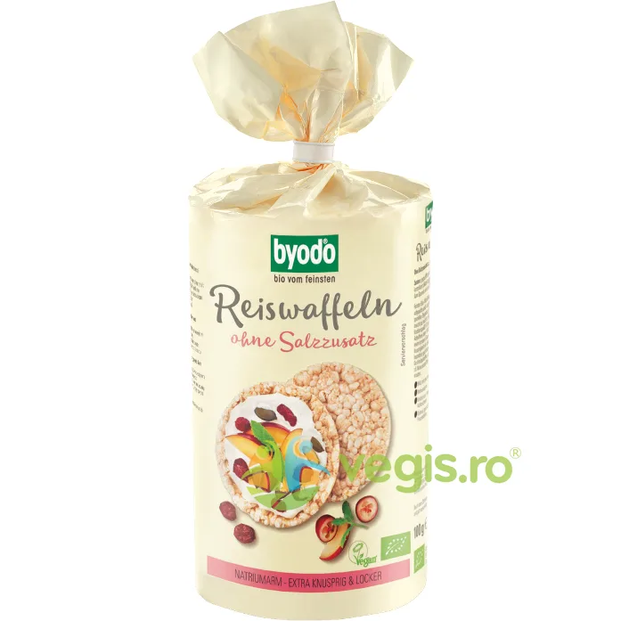 Vafe din Orez Integral Fara Sare si Fara Gluten Ecologice/Bio 100g BYODO — preț și oferte