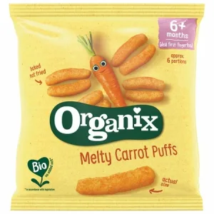 Snack Bio din Porumb Dulce cu Morcovi, 6 luni+, 20 g, Organix