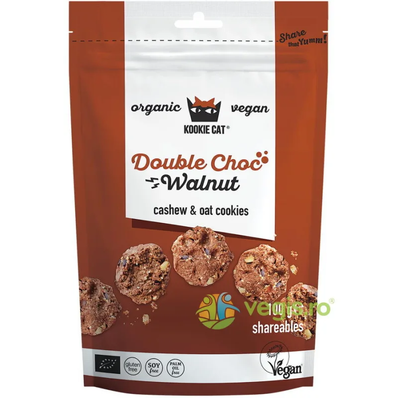 Cookies (Fursecuri) cu Ciocolata si Nuci fara Gluten Kookie Cat Ecologice/Bio 100g — preț și oferte