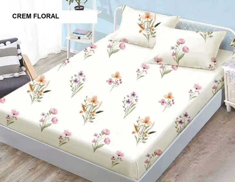 Husa de pat Finet + 2 fete de perna crem floral 200x160 cm, Ralex | 1 buc RALEX INFINITY — preț și oferte