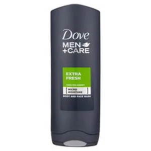 Gel de duș Dove Men+Care Extra Fresh, 358 g, recipient albastru închis