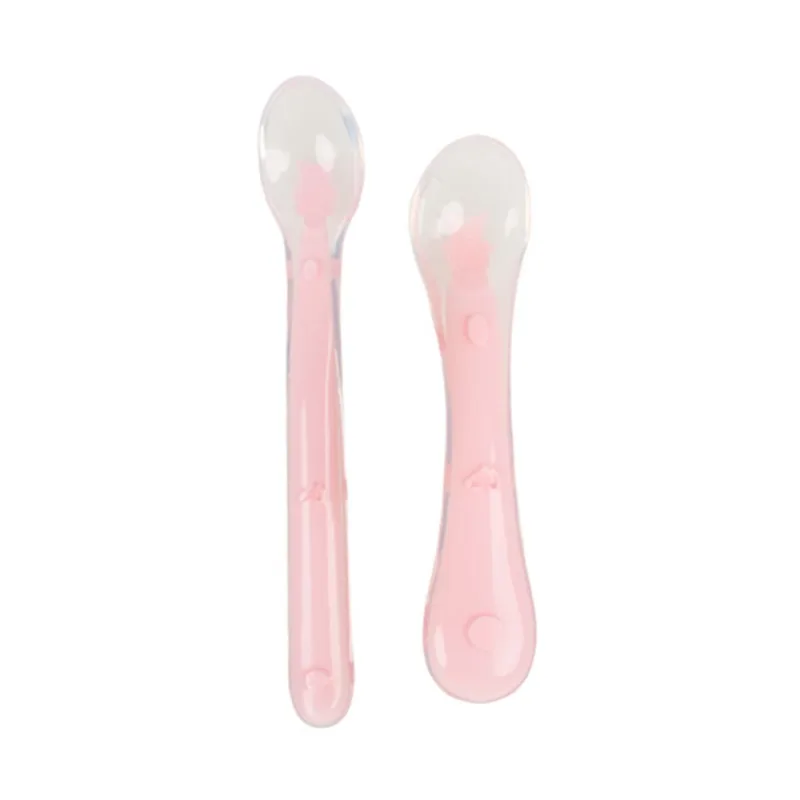 Set lingurite flexibile din silicon fara BPA roz somon, 2 bucati, KidsCare — preț și oferte