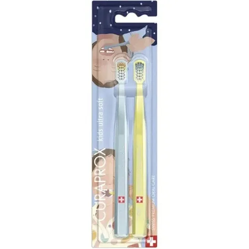 Periuță de dinți Curaprox Kids Ultra Soft 4–12 ani, set 2 bucăți — preț și oferte