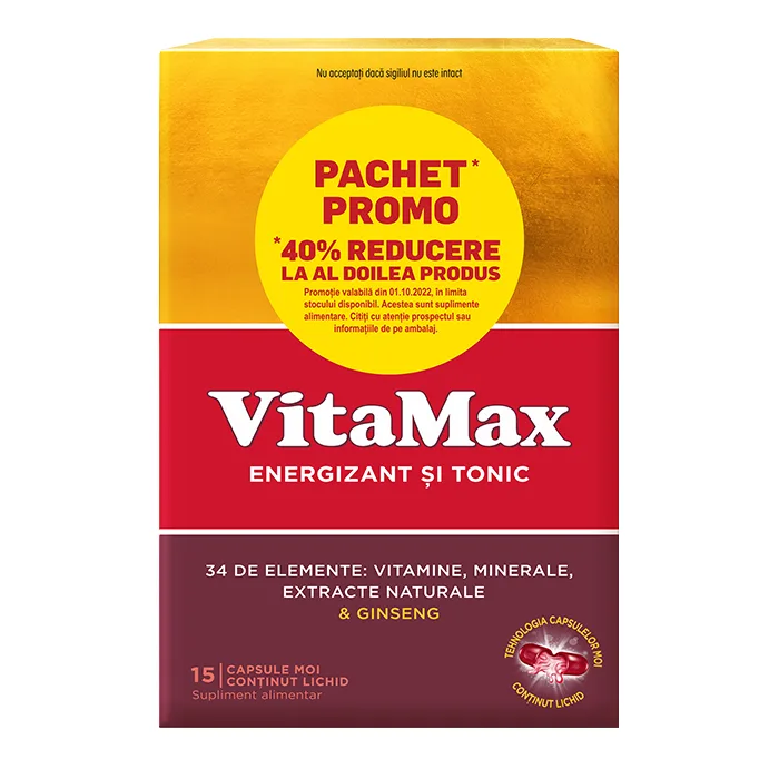 Pachet Vitamax, 15 capsule moi + 15 capsule moi, Perrigo — preț și oferte