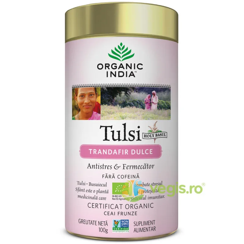 Ceai Tulsi Trandafir Dulce Ecologic/Bio 100g ORGANIC INDIA — preț și oferte