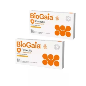 Pachet Protectis cu vitamina D3 800 UI portocale, 2 x 10 tablete masticabile, BioGaia