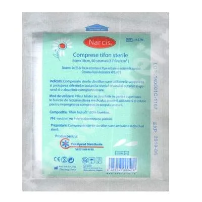 Narcis Comprese Sterile din Tifon 10 x 8 cm, 50 straturi — preț și oferte