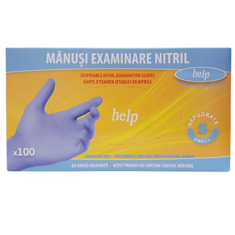 Help Mănuși de Examinare din Nitril Nepudrate, Mărimea S, 100 bucăți — preț și oferte