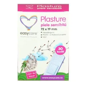 EasyCare Plasturi pentru Piele Sensibilă 72 x 19 mm, 30 bucăți