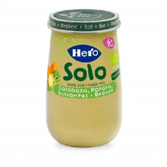 Hero Baby Solo Meniu Bio cu Dovleac, Cartofi, Mazăre și Broccoli, de la 6 luni, 190 g — preț și oferte