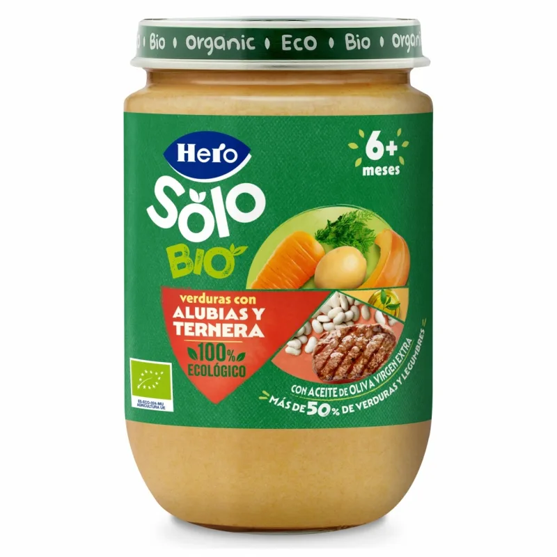 Hero Baby Solo Meniu Bio de Legume, Fasole și Carne de Vițel, de la 6 luni, 190 g — preț și oferte