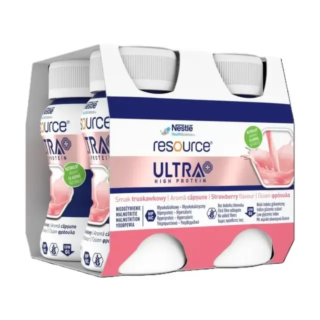 Nestle Resource Ultra+ protein cu capsuni 4 flacoane x 125 ml — preț și oferte