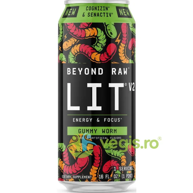 Bautura Pre-Workout cu Aroma de Jeleuri (Gummy Worm) RTD  Lit V2 Beyond Raw 473ml GNC — preț și oferte
