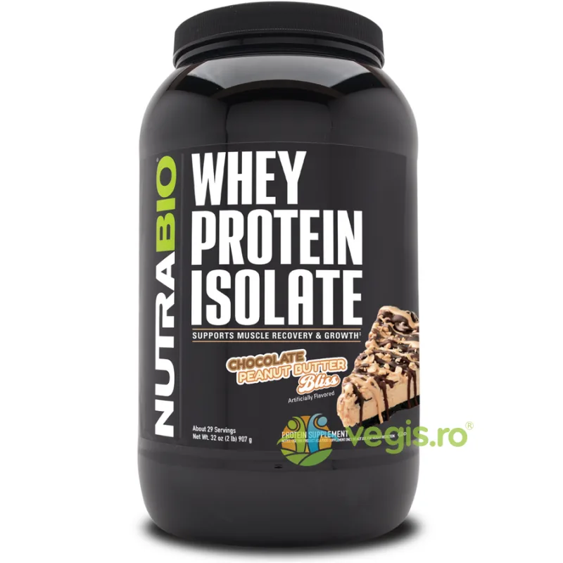 Izolat de Proteina din Zer cu Aroma de Ciocolata si Unt de Arahide 907g NUTRABIO — preț și oferte