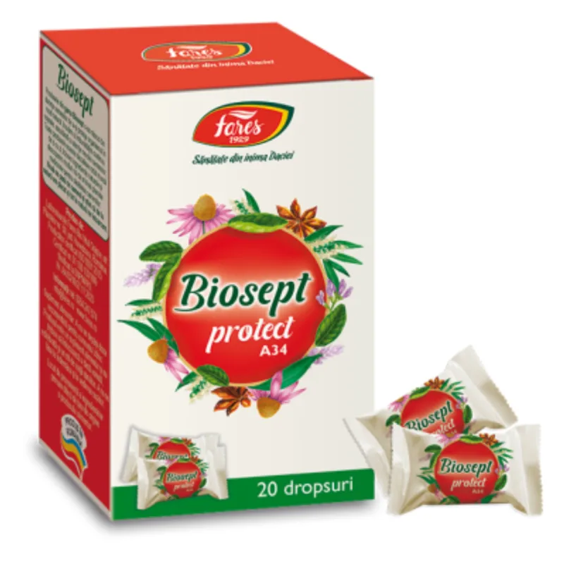 Biosept Protect A34, 20 dropsuri, Fares — preț și oferte
