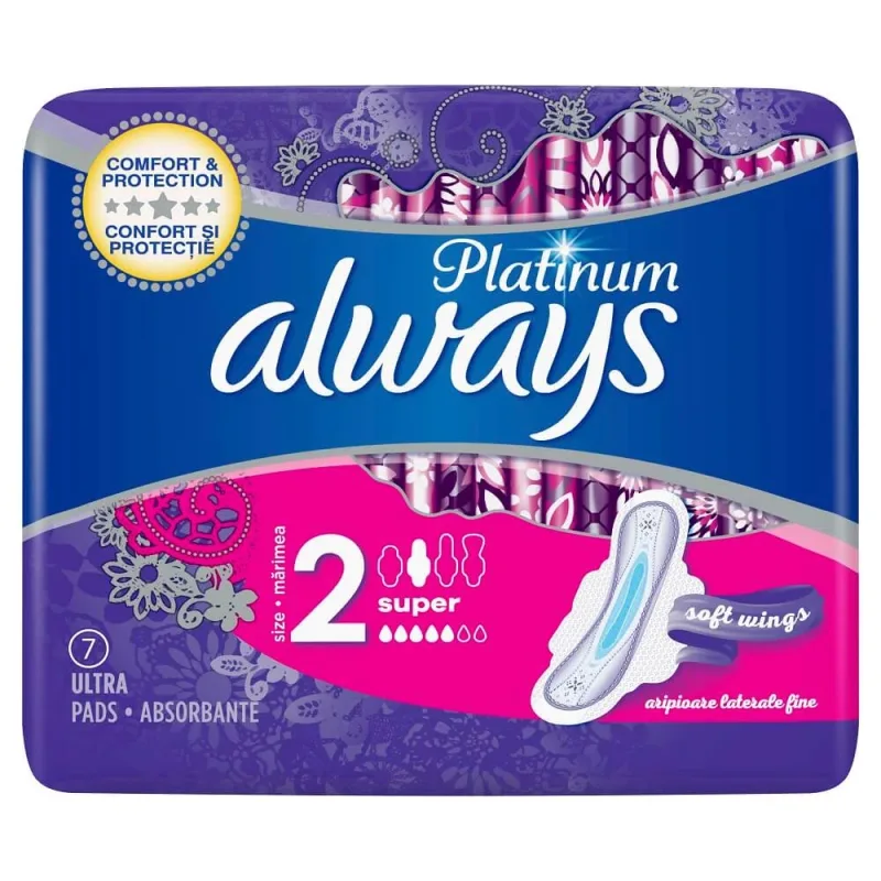 Absorbante Always Platinum Ultra Super, 7 bucati, P&G — preț și oferte