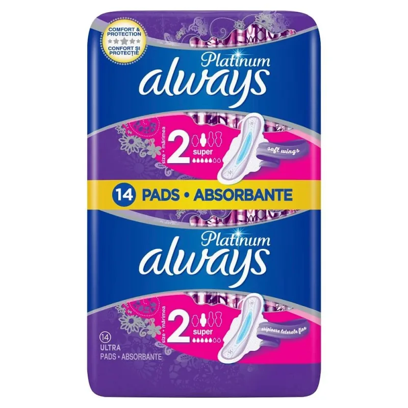 Absorbante Always Platinum Ultra Super, 14 bucati, P&G — preț și oferte
