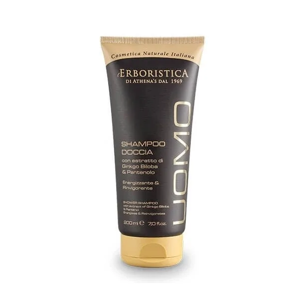 Șampon și gel de duș energizant și revigorant cu extract de ginkgo biloba și panthenol Uomo, 200 ml, L'Erboristica — preț și oferte