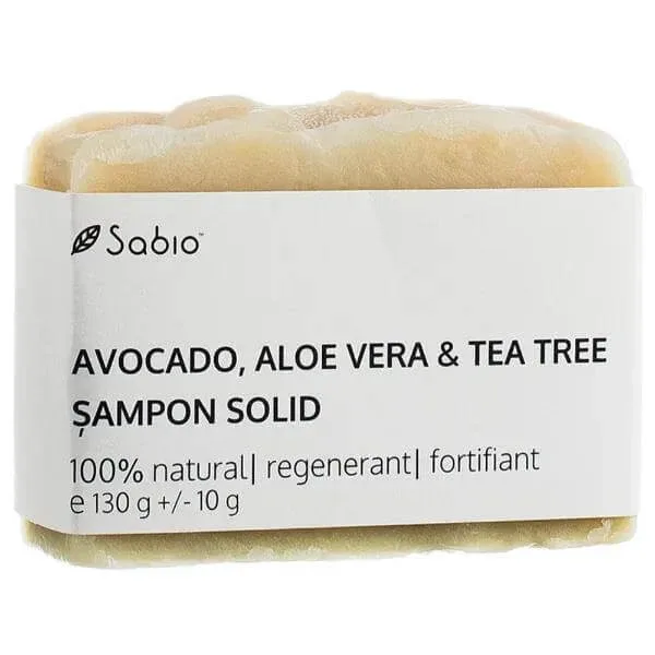 Șampon natural solid cu avocado, aloe vera și tea tree, 130 g, Sabio — preț și oferte
