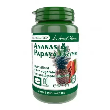 Ananas & Papaya enzime, 60 comprimate, Pro Natura — preț și oferte