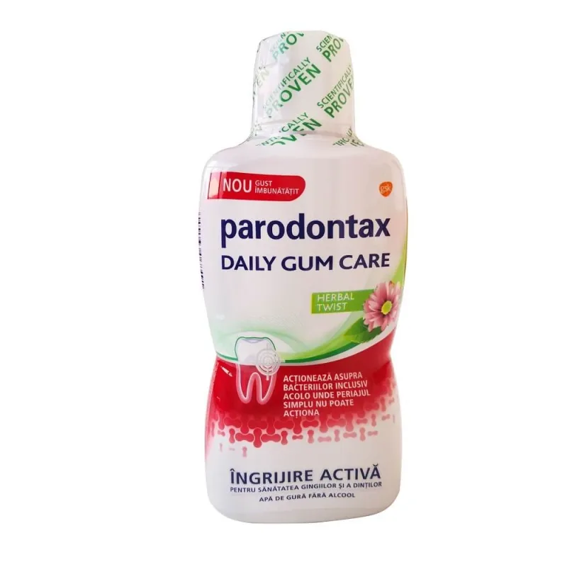 Apa de gura fara alcool Daily Gum Care Herbal Twist Parodontax, 500 ml, Gsk HALEON — preț și oferte