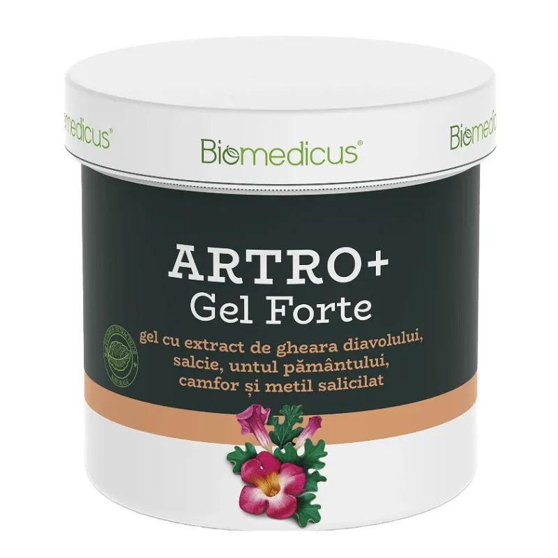 Artro Gel forte cu extract de gheara diavolului, salcie, untul pamantului, camfor si metil salicilat, 250 ml, Biomedicus — preț și oferte