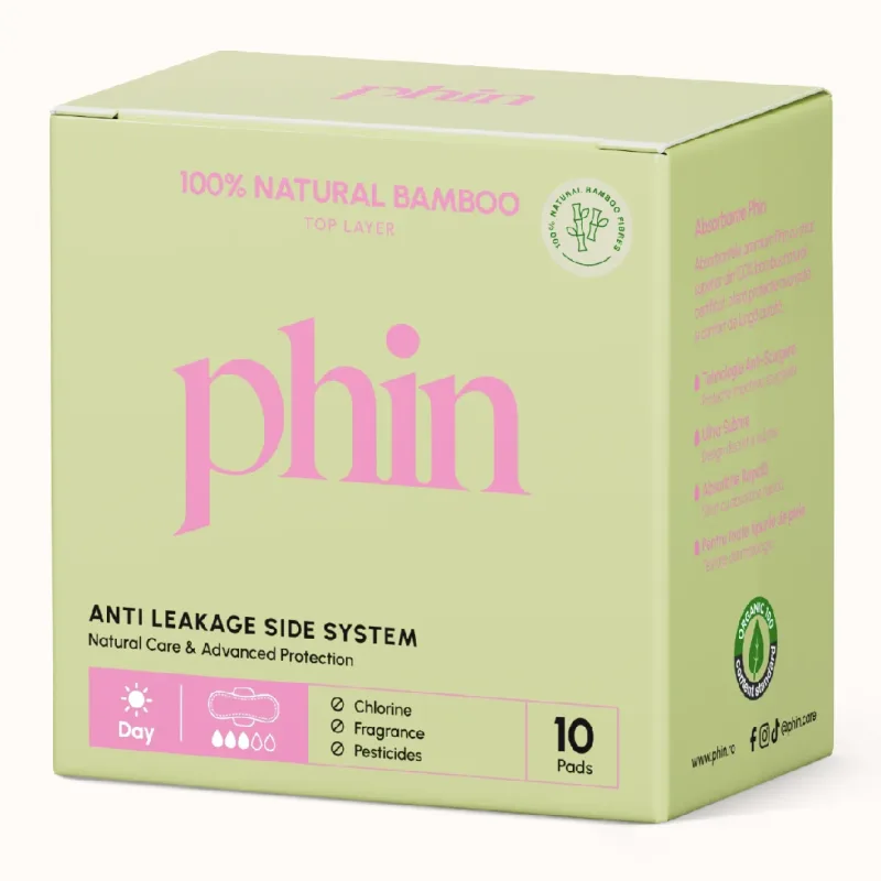 Absorbante de zi din fibre de Bambus Natural, 10 bucati, Phin — preț și oferte