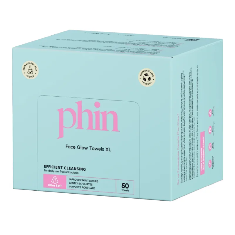 Prosoape faciale de unica folosinta Glow XL, 50 bucati, Phin — preț și oferte