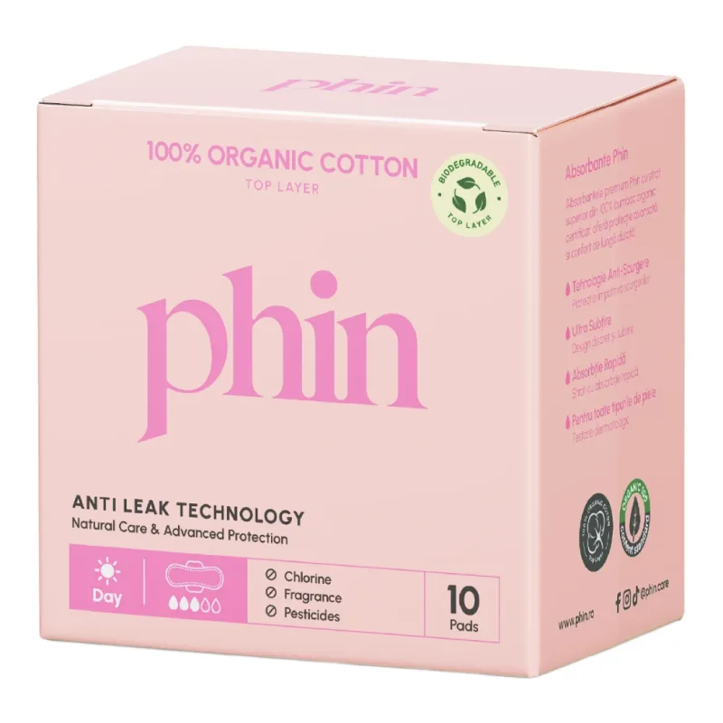 Absorbante de zi din Bumbac Organic, 10 bucati, Phin — preț și oferte