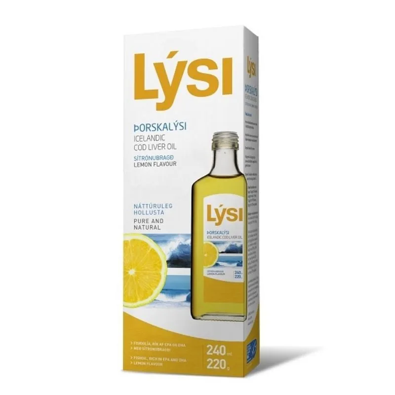 Ulei din ficat de cod Lysi, aroma naturala de lamaie, 240ml LYSI ISLANDA — preț și oferte